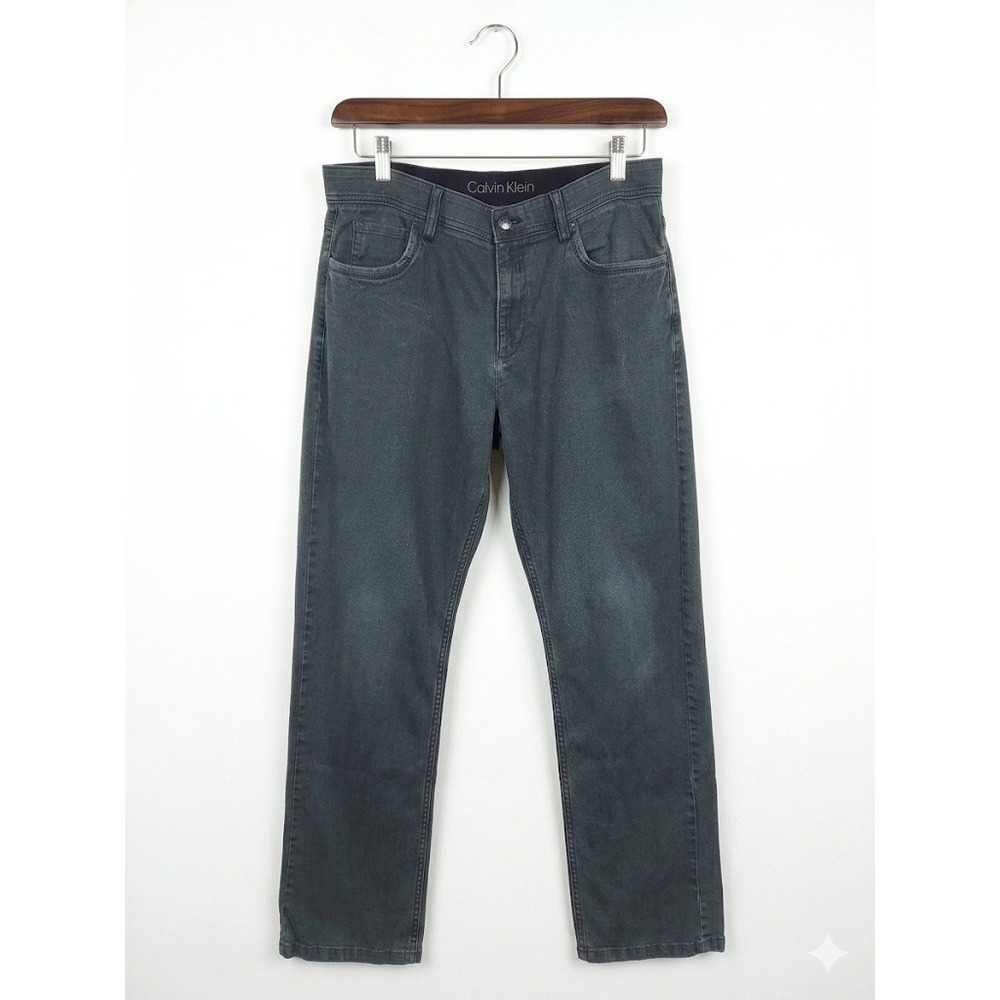 Calvin Klein Mens Jeans W34 x L32 Casual Straight Leg Dark Gray Wash‎ Soft Denim